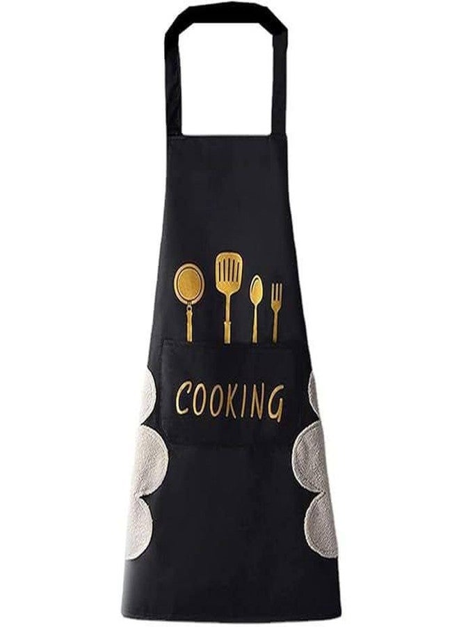 Finalize (Pack of 2 Waterproof Kitchen Apron for Women with Big Front Pocket Hand-Wiping Towel | Comfortable Wear-Resistant Chef Apron for Cooking (Black - Pack of 2) - Image 2