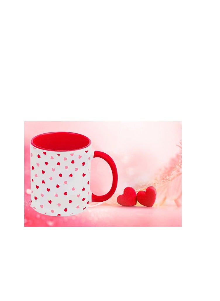 راين كوب عيد الحب بوزن 11 أونصة - هدية حب لها، كوب به قلوب، كوب قهوة رومانسي، هدية للذكرى السنوية، ديكور عيد الحب باللون الأحمر - Image 3