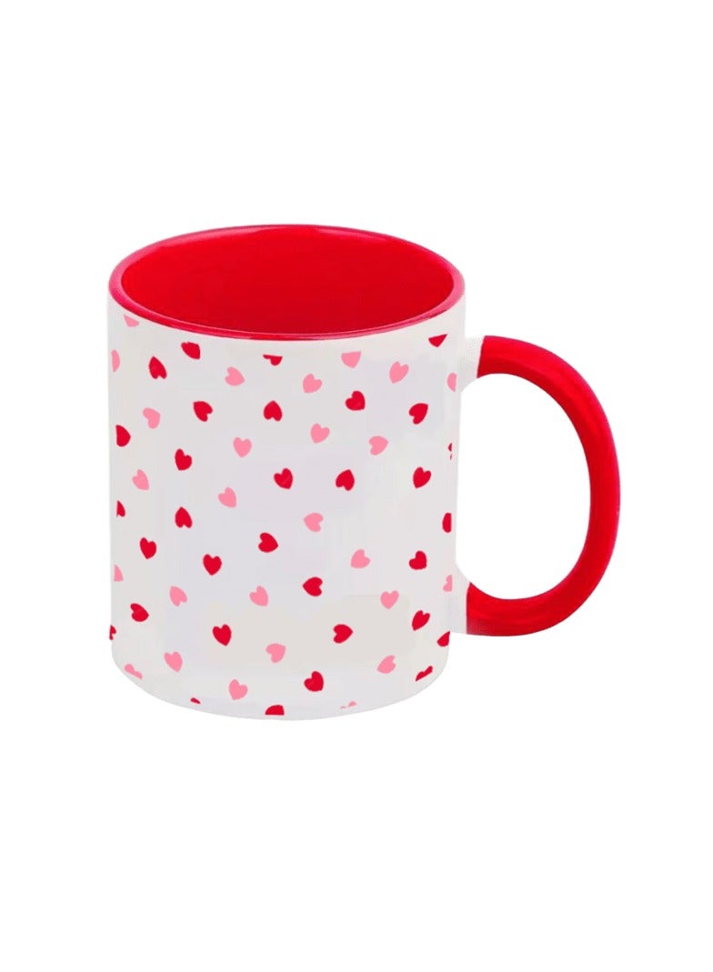 راين كوب عيد الحب بوزن 11 أونصة - هدية حب لها، كوب به قلوب، كوب قهوة رومانسي، هدية للذكرى السنوية، ديكور عيد الحب باللون الأحمر - Image 4