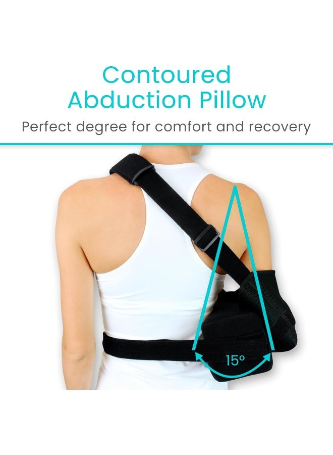 Vive Shoulder Abduction Sling Immobilizer For Injury Support Pain Relief Arm Pillow For Rotator Cuff Sublexion Surgery Dislocated Broken Arm Brace Includes Pocket Strap Stress Ball Wedge Black - Image 4