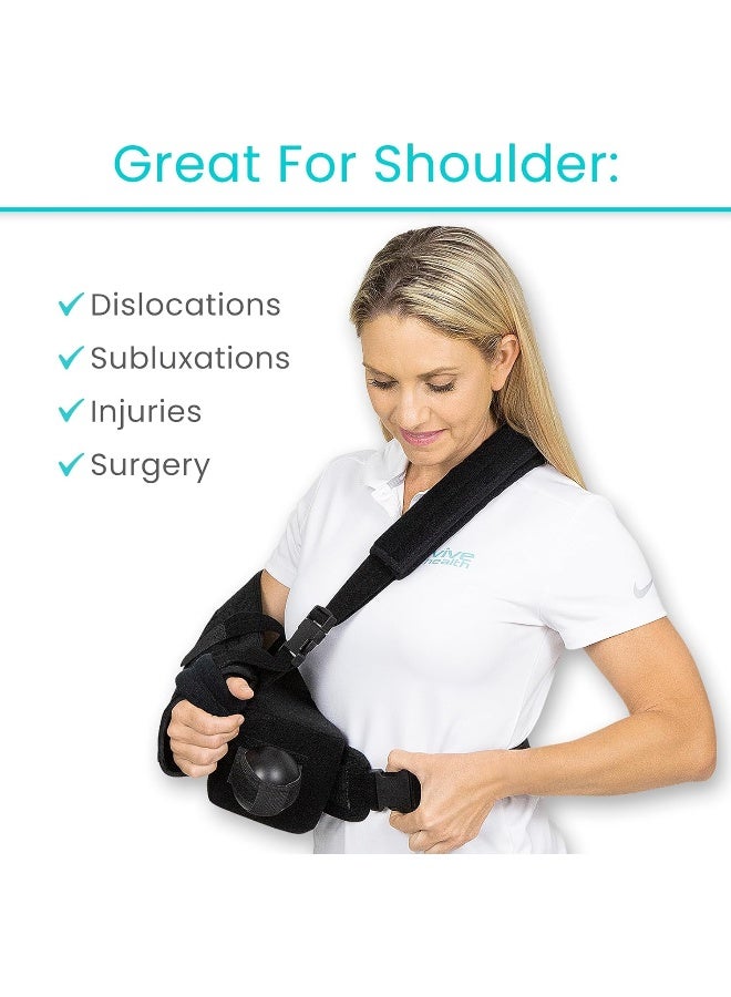 Vive Shoulder Abduction Sling Immobilizer For Injury Support Pain Relief Arm Pillow For Rotator Cuff Sublexion Surgery Dislocated Broken Arm Brace Includes Pocket Strap Stress Ball Wedge Black - Image 5