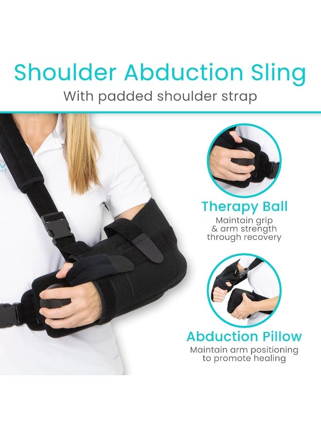Vive Shoulder Abduction Sling Immobilizer For Injury Support Pain Relief Arm Pillow For Rotator Cuff Sublexion Surgery Dislocated Broken Arm Brace Includes Pocket Strap Stress Ball Wedge Black - Image 2