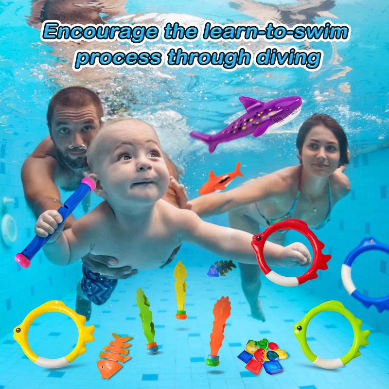 Jasonwell Pool Diving Toys Games - 31 PCS Swimming Pool Toys for Kids Teens with Diving Rings Dive Sticks Underwater Treasures Torpedo Bandits Fish Toy etc Fun Water Swim Toy for Boys Girls Adults - Image 2