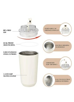 smeg 320ML Beverage Cup Travel Portable Car Drinking Cup Stainless Steel Vacuum Leak proof 320ML Coffee Thermos（Grey）  - Image 3