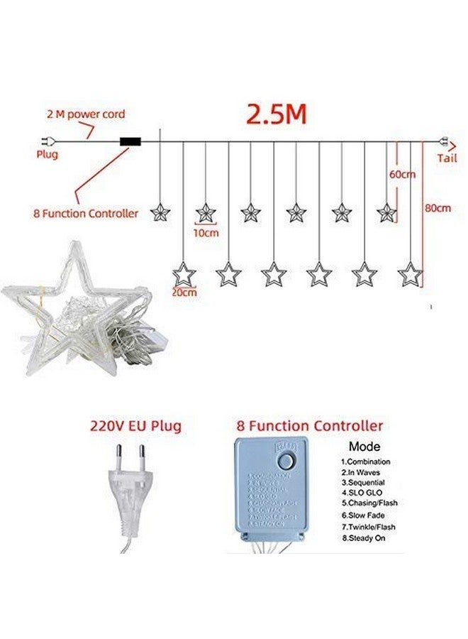Desidiya® 12 Stars LED Diwali Lights Curtain String Lights Window Curtain Led Lights for Decoration with 8 Flashing for Christmas, Wedding, Party, Home, Patio Lawn (Warm White) - Image 5