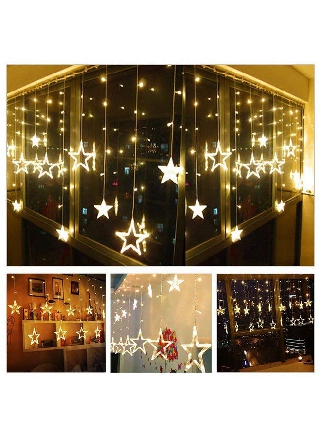 Desidiya® 12 Stars LED Diwali Lights Curtain String Lights Window Curtain Led Lights for Decoration with 8 Flashing for Christmas, Wedding, Party, Home, Patio Lawn (Warm White) - Image 3