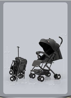 HaveDream Baby Stroller, Uv Protection Ultra-Light, Portable, Foldable, Can Sit Or Lie Down, Baby Stroller With Umbrella (Black)  - Image 2