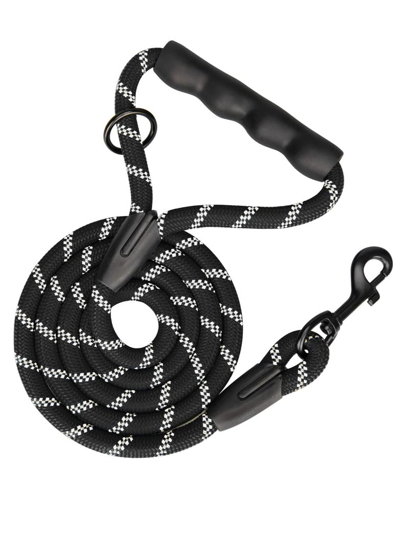 سلسلة كلب PHOEPET بطول 5 أقدام – مقبض مطاطي مبطن قوي، دوران 360°، لون أسود