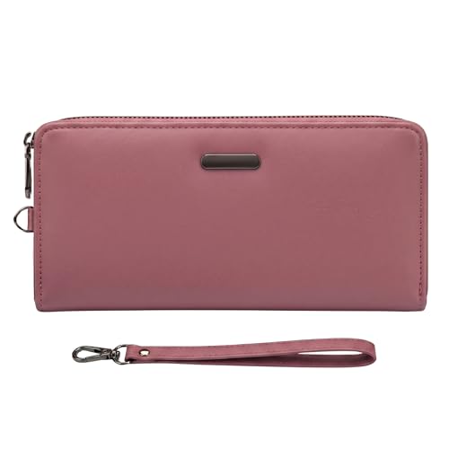 b4bags Wallet for Woman Vegan Leather Ladies Clutch Purse with Detacable Strap (Pink) - Image 1