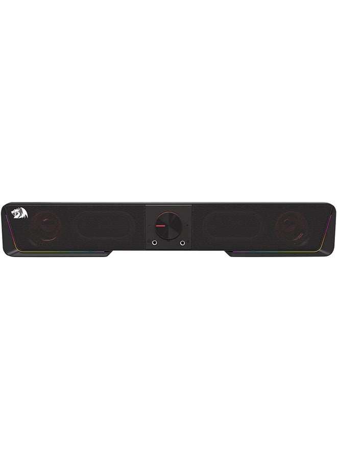 REDRAGON Darknets GS570 BT Speaker, 4 Different Mode RGB Lights, 2 Channel Stereo Core, BT 5.0, 65db Sound, 150Hz-20kHz Freq, Classic Volume Button, 3.5mm AUX Jack & USB Port, Black | Darknets GS570 - Image 1