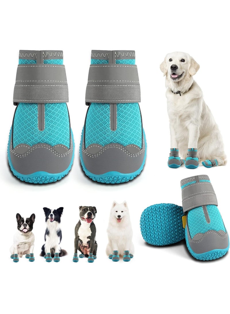 Dog Shoes for Large Dogs, Medium Dog Boots & Paw Protectors for Hardwood Floors, Outdoor Dog Booties for Hot Pavement Winter Snow Hiking, Breathable Dog Shoes with Reflective Strips - Image 1