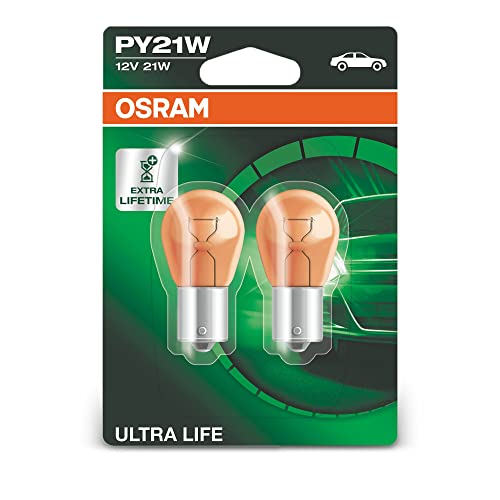 OSRAM ULTRA LIFE PY21W halogen signal lamp, turn indicator light, 7507ULT-02B, 12 V passenger car, double blister (2 units) - Image 1