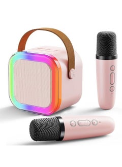 Panvil Portable Karaoke Speaker with 2 Mic, Mini Bluetooth Speaker with Microphone Radio and Voice Change Effect ,Gifts for Kids, Boys, Girls, Adults, Party, Home KTV, Outdoor,Travel | All in One Karoke System (Pink)  - Image 1