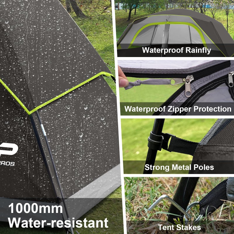 CAMPROS CP Tent 8 Person Camping Tents, Waterproof Windproof Family Dome Tent with Rainfly, Large Mesh Windows, Wider Door, Easy Setup, Portable with Carry Bag (Dark Gray) - Image 3