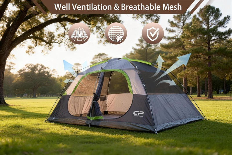 CAMPROS CP Tent 8 Person Camping Tents, Waterproof Windproof Family Dome Tent with Rainfly, Large Mesh Windows, Wider Door, Easy Setup, Portable with Carry Bag (Dark Gray) - Image 5