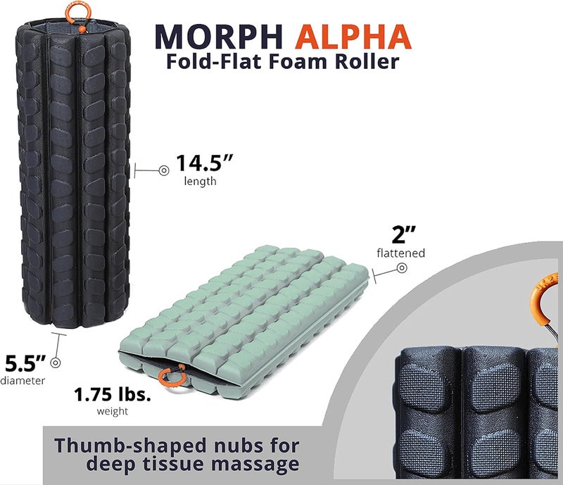 Brazyn Morph Foam Roller (Alpha-Sage): Collapsible Travel Foam Roller for Pain Relief, Workout Muscle Recovery, Back Massager, Deep Tissue Leg Massage, Back Cracker, Stretcher; Small, Portable - Image 2