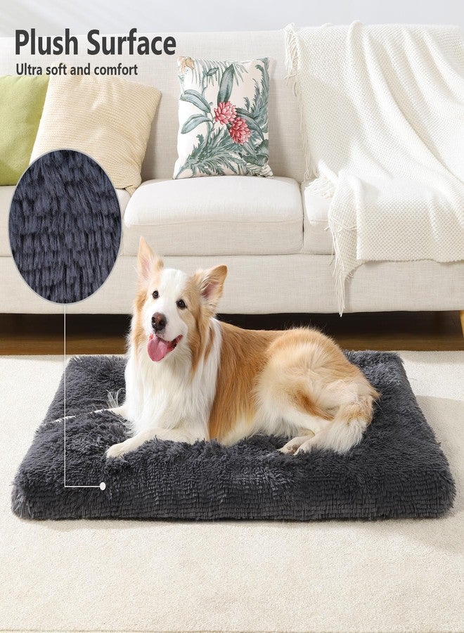 Vonabem Large Dog Bed XL, Washable Dogs Crate Pad 42 Inch, Plush Soft Pet Mats for Sleeping, Anti Slip Kennel Pads 41 * 27 inch Dark Grey - Image 2