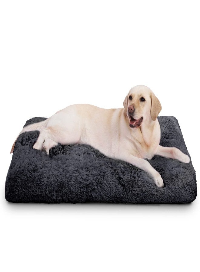 Vonabem Large Dog Bed XL, Washable Dogs Crate Pad 42 Inch, Plush Soft Pet Mats for Sleeping, Anti Slip Kennel Pads 41 * 27 inch Dark Grey - Image 1