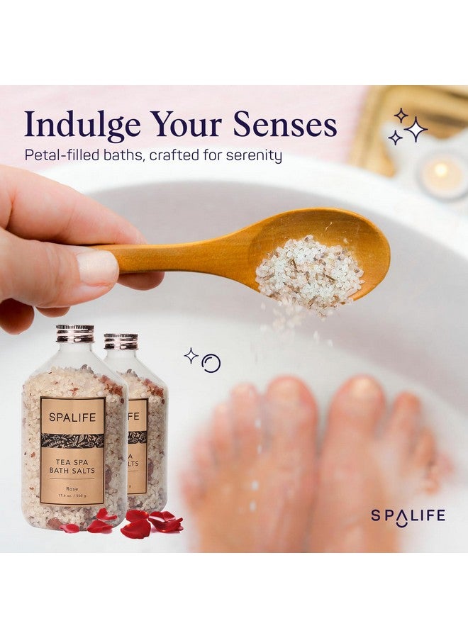 SpaLife أملاح استحمام معدنية فوارة مع بتلات الشاي - لافندر وورد 2 عبوة 17.6 أونصة لكل منهما للاسترخاء والعلاج بالروائح ونقع مهدئ - Image 3