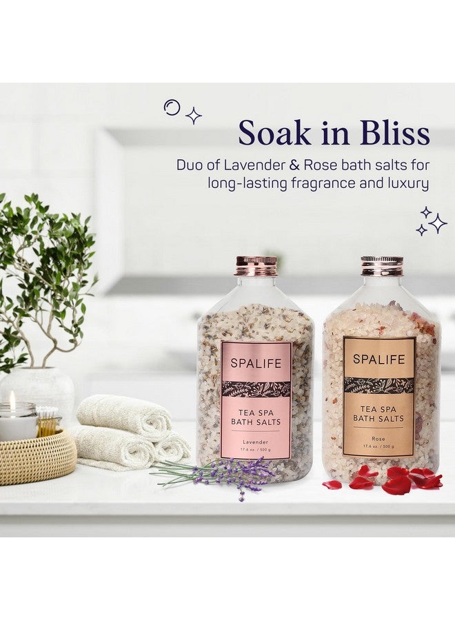 SpaLife أملاح استحمام معدنية فوارة مع بتلات الشاي - لافندر وورد 2 عبوة 17.6 أونصة لكل منهما للاسترخاء والعلاج بالروائح ونقع مهدئ - Image 2
