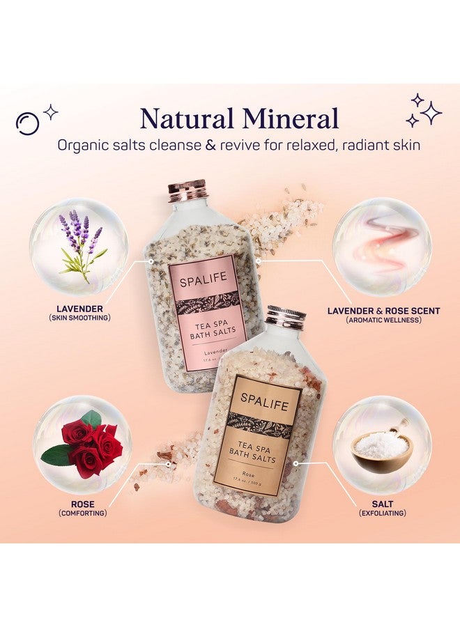 SpaLife أملاح استحمام معدنية فوارة مع بتلات الشاي - لافندر وورد 2 عبوة 17.6 أونصة لكل منهما للاسترخاء والعلاج بالروائح ونقع مهدئ - Image 5