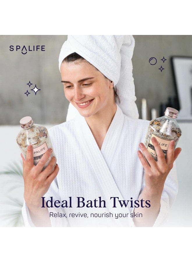 SpaLife أملاح استحمام معدنية فوارة مع بتلات الشاي - لافندر وورد 2 عبوة 17.6 أونصة لكل منهما للاسترخاء والعلاج بالروائح ونقع مهدئ - Image 4