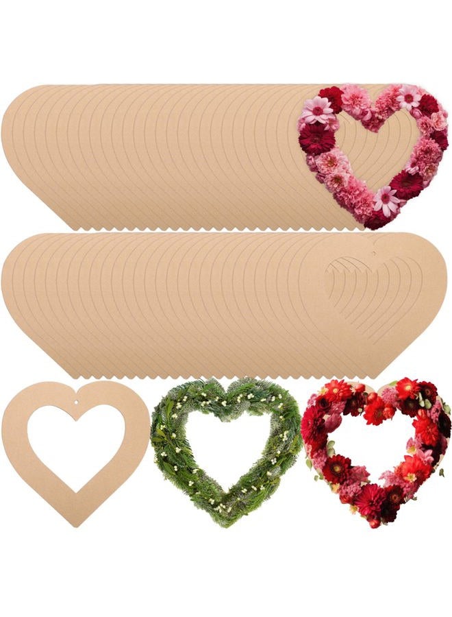 Solsew 40 Pcs 11.8'' Heart Shaped Cardboard Wreaths Frame Unfinished Valentine's Day Hanging DIY Craft Wreath Form Bulk Wreath Ring Floral Hoop Ring for DIY Craft Valentine's Day Wedding New YearDecor - Image 1