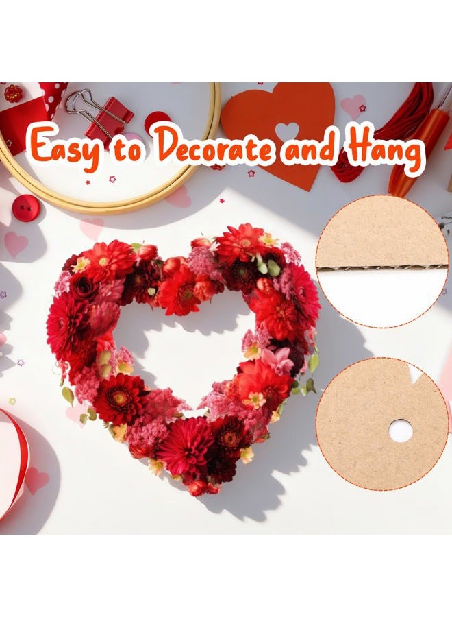 Solsew 40 Pcs 11.8'' Heart Shaped Cardboard Wreaths Frame Unfinished Valentine's Day Hanging DIY Craft Wreath Form Bulk Wreath Ring Floral Hoop Ring for DIY Craft Valentine's Day Wedding New YearDecor - Image 3