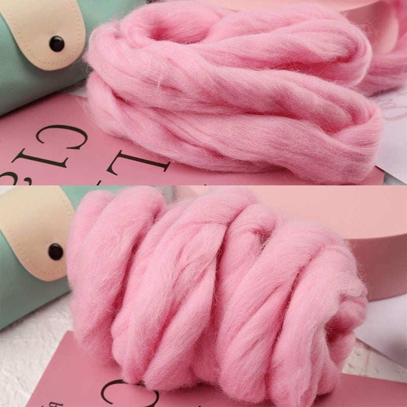 JUPEAN 3.53oz Wool Roving, Fiber Roving Wool Top, Needle Felting Supplies, Pure Wools, Chunky Yarn, Spinning Wools for Needle Felting Wet DIY Hand Spinning (Antique Pink) - Image 4