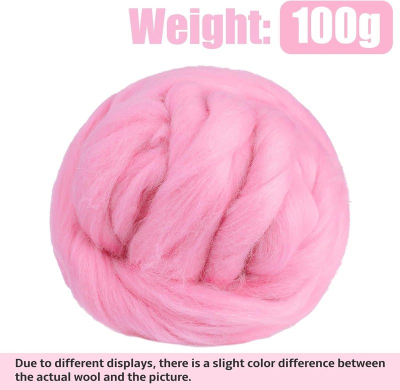 JUPEAN 3.53oz Wool Roving, Fiber Roving Wool Top, Needle Felting Supplies, Pure Wools, Chunky Yarn, Spinning Wools for Needle Felting Wet DIY Hand Spinning (Antique Pink) - Image 2