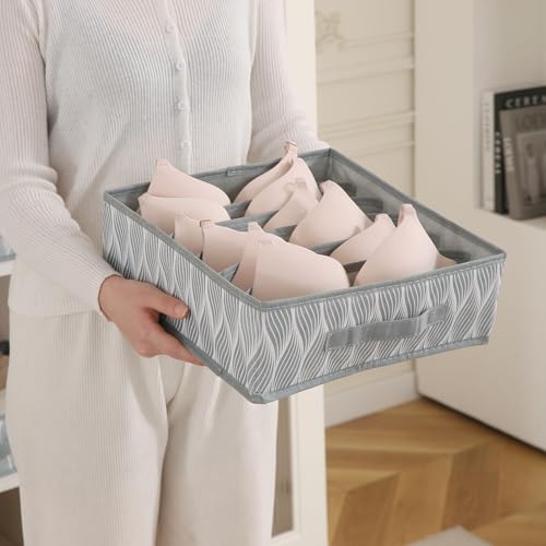 HOKIPO Lingerie Organizer for Women – 6 Slot Bra Organizer for Wardrobe & Drawers | Foldable Innerwear Organiser for Bras, Camisoles | Non-Woven Fabric | Pack of 2 (AR-5803 * 2) - Image 2