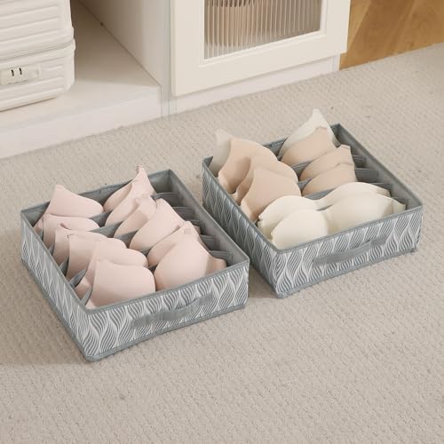HOKIPO Lingerie Organizer for Women – 6 Slot Bra Organizer for Wardrobe & Drawers | Foldable Innerwear Organiser for Bras, Camisoles | Non-Woven Fabric | Pack of 2 (AR-5803 * 2) - Image 1