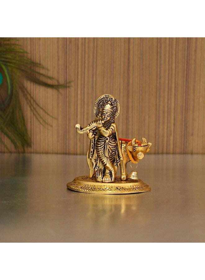 Collectible India Lord Cow Krishna Idol Statue murti Krishan with Kamdhenu Hindu God Religious Showpiece (Set of 25) - Image 2