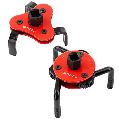 BILITOOLS Oil Filter Removal Tool Universal Oil Filter Wrench Set Adjustable 212 to 4 inch  3 to 518 inch 12 Drive
