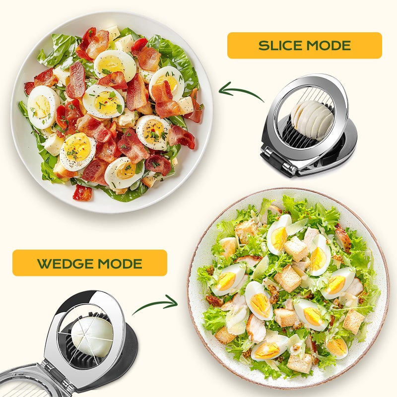 BIBURY Egg Slicer, BIBURY Egg Slicer for Hard Boiled Eggs, Heavy Duty Egg Cutter for Egg Strawberry Mushroom Soft Fruit, Stainless Steel Wire with 3 Slicing Styles, Easy to Clean - Image 4