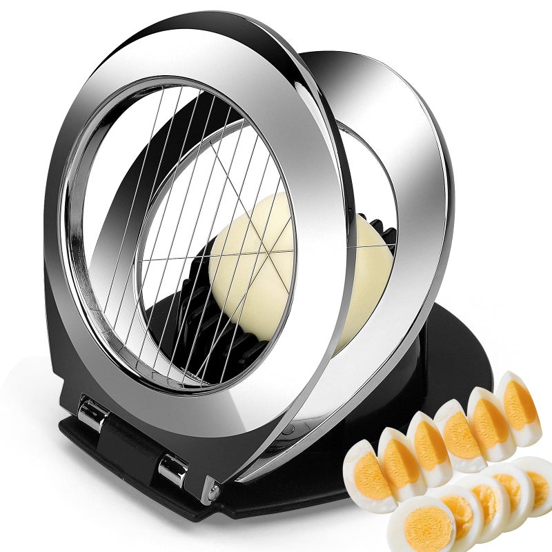 BIBURY Egg Slicer, BIBURY Egg Slicer for Hard Boiled Eggs, Heavy Duty Egg Cutter for Egg Strawberry Mushroom Soft Fruit, Stainless Steel Wire with 3 Slicing Styles, Easy to Clean - Image 1