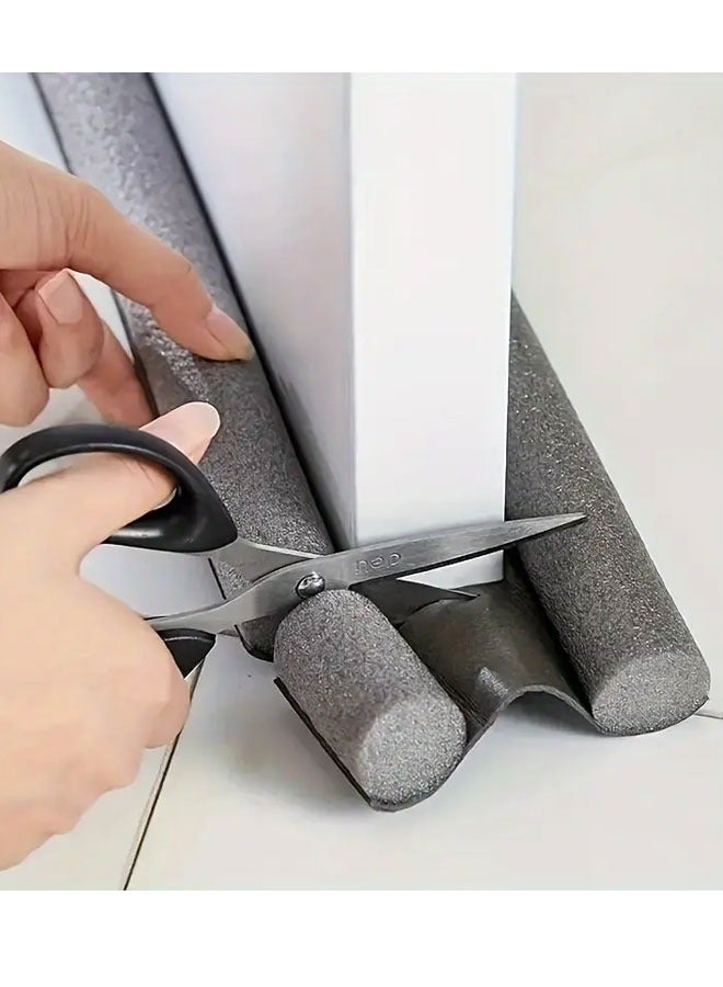 Door Seam And Bottom Sealing Strip Windproof And Insect-proof Silent Door Seam Sealing Strip Door And Window Sound Insulation Sealing Strip Self-adhesive Cuttable Foam Sealing Strip Home Decor Grey - Image 2