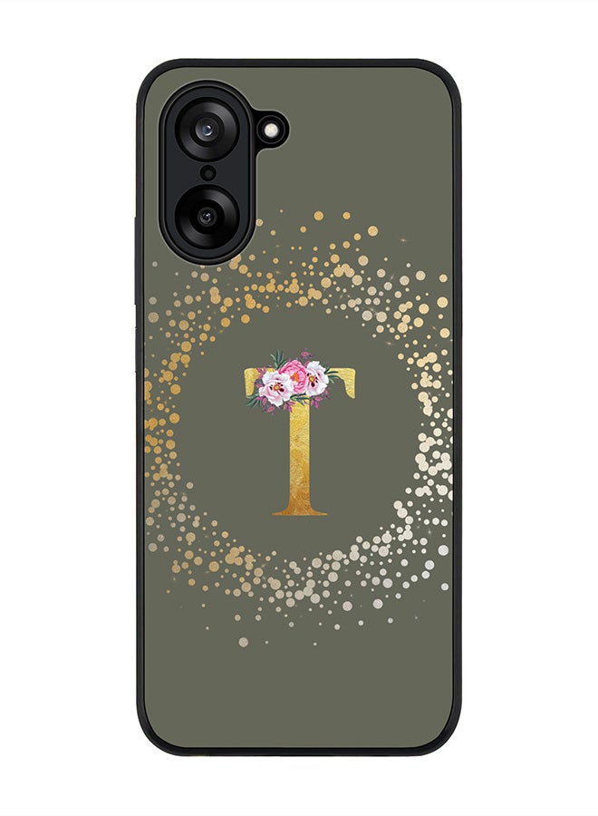 Stylizedd For OnePlus Nord CE5 / Ace 5 Racing Case,Slim fit Camera Protection, Shockproof Thin Phone cover  - Custom Monogram Floral - T  (Olive Green )