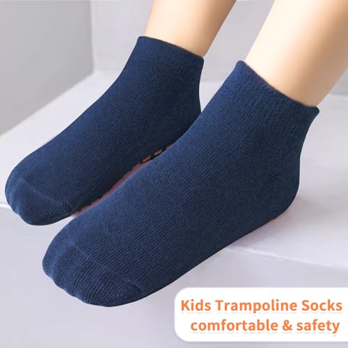 SkiBeaut 6 Pairs Trampolines Socks for Kids Ankle Grip Non Slip Children Crew Socks for Boys and Girls 6-9 Years - Image 3