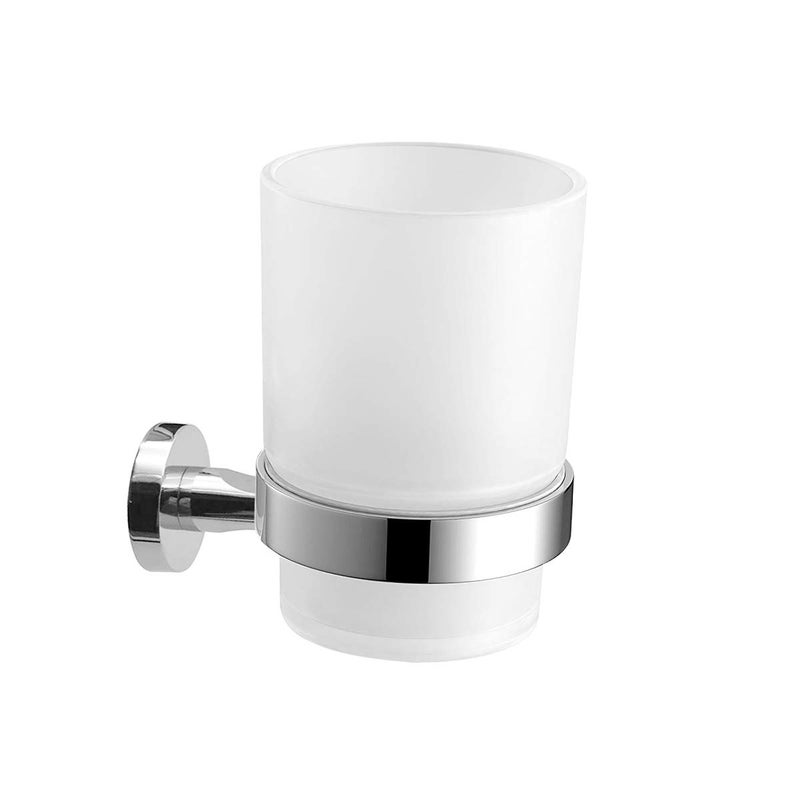 Toothbrush Holder Frosted Glass Tumbler Stainless Steel 1810 Wall Mounted