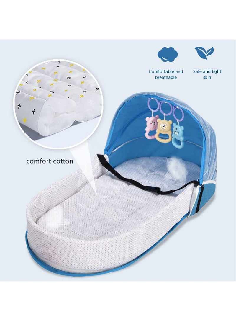 Arabest Portable Baby Bed Travel Bassinet with Mosquito Net and Awning, Foldable Infant Crib, Baby Cots for Newborn  - Image 4