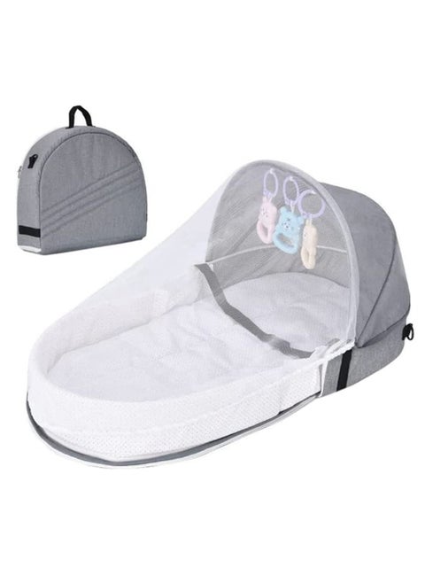 Portable Baby Bed Travel Bassinet with Mosquito Net and Awning, Foldable Infant Crib, Baby Cots for Newborn