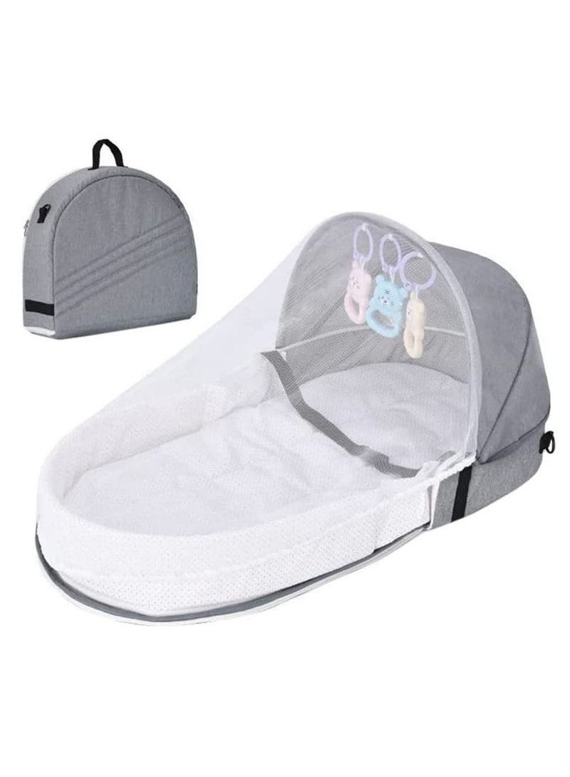 Arabest Portable Baby Bed Travel Bassinet with Mosquito Net and Awning, Foldable Infant Crib, Baby Cots for Newborn  - Image 1