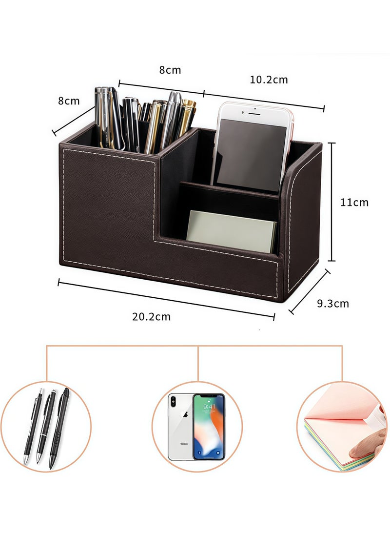 Generic Leather multifunctional pen holder, business card box, storage box, office storage box, desktop storage box, desktop storage box, business card box, pen holder, stationery storage box, suitable for office, office supplies, stationery, study, desktop storage  - Image 2