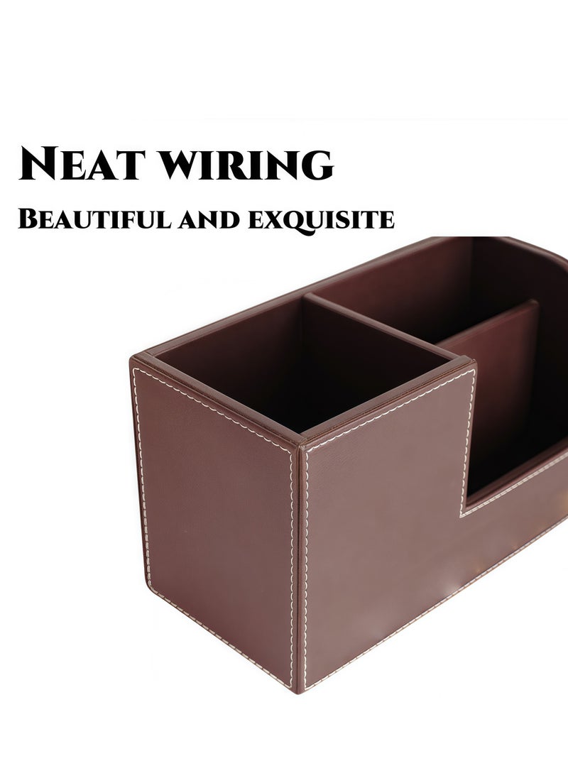 Generic Leather multifunctional pen holder, business card box, storage box, office storage box, desktop storage box, desktop storage box, business card box, pen holder, stationery storage box, suitable for office, office supplies, stationery, study, desktop storage  - Image 4