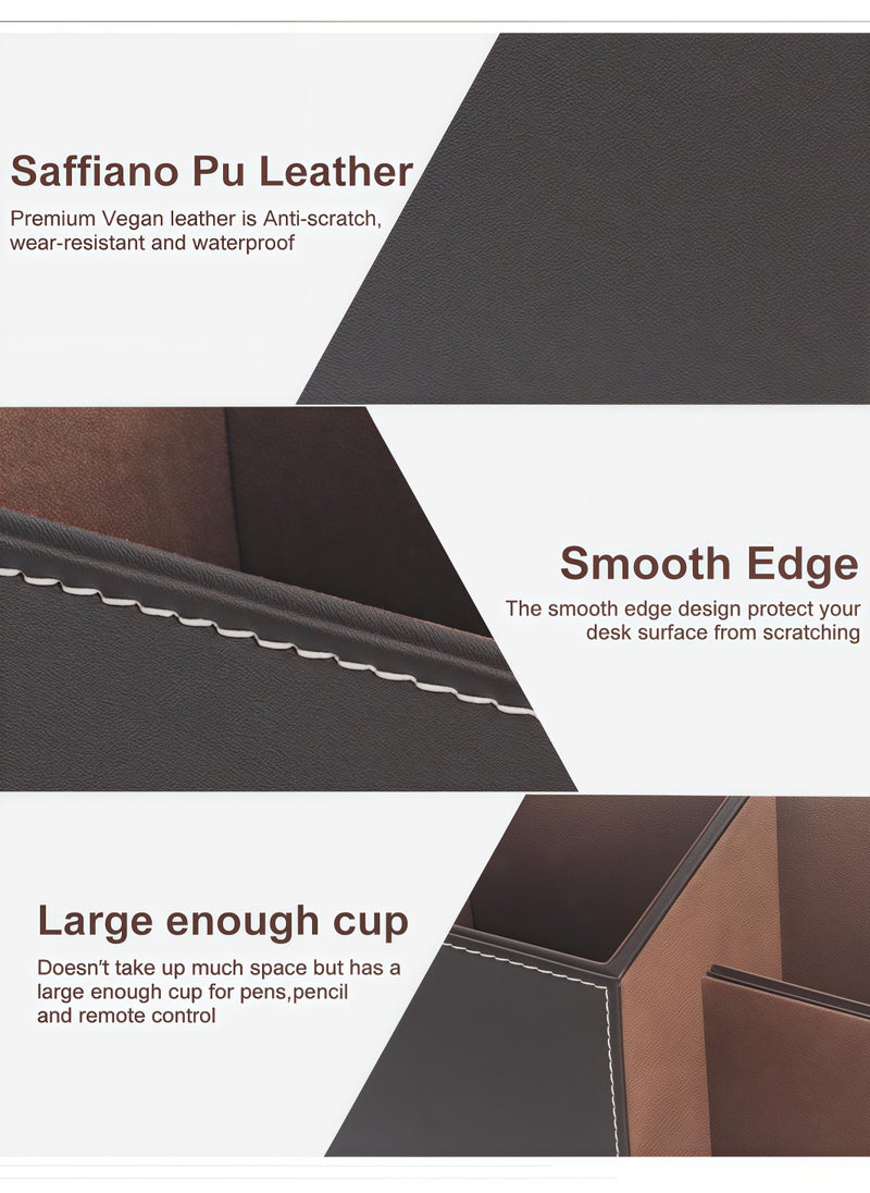 Generic Leather multifunctional pen holder, business card box, storage box, office storage box, desktop storage box, desktop storage box, business card box, pen holder, stationery storage box, suitable for office, office supplies, stationery, study, desktop storage  - Image 3