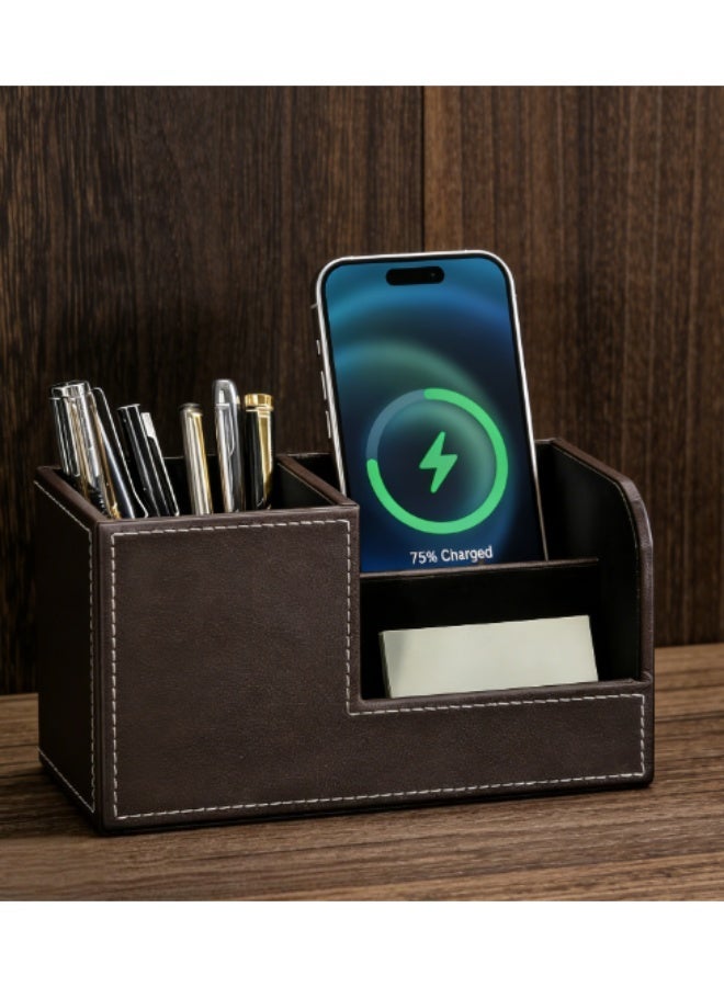 حامل أقلام متعدد الوظائف من الجلد، صندوق بطاقات العمل، صندوق تخزين، صندوق تخزين للمكتب، صندوق تخزين سطح المكتب، صندوق تخزين سطح المكتب، صندوق بطاقات العمل، حامل أقلام، صندوق تخزين القرطاسية، مناسب للمكتب، اللوازم المكتبية، القرطاسية، الدراسة، تخزين سطح المكتب - Image 1