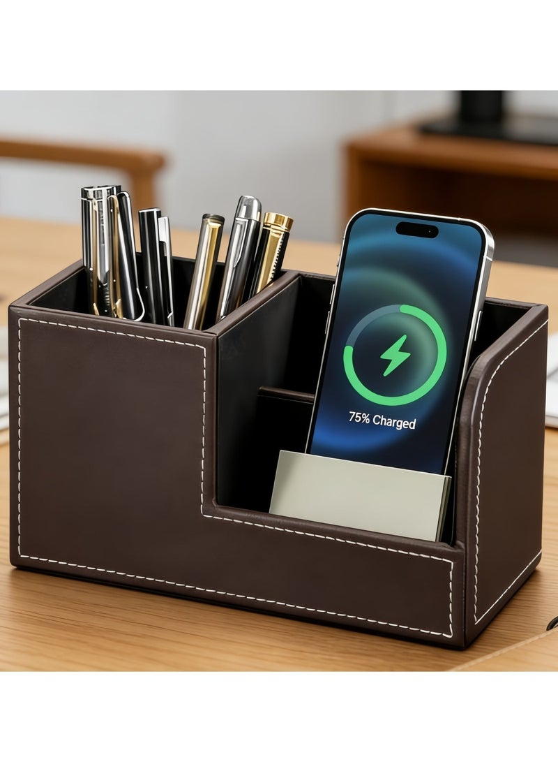 حامل أقلام متعدد الوظائف من الجلد، صندوق بطاقات العمل، صندوق تخزين، صندوق تخزين للمكتب، صندوق تخزين سطح المكتب، صندوق تخزين سطح المكتب، صندوق بطاقات العمل، حامل أقلام، صندوق تخزين القرطاسية، مناسب للمكتب، اللوازم المكتبية، القرطاسية، الدراسة، تخزين سطح المكتب - Image 2