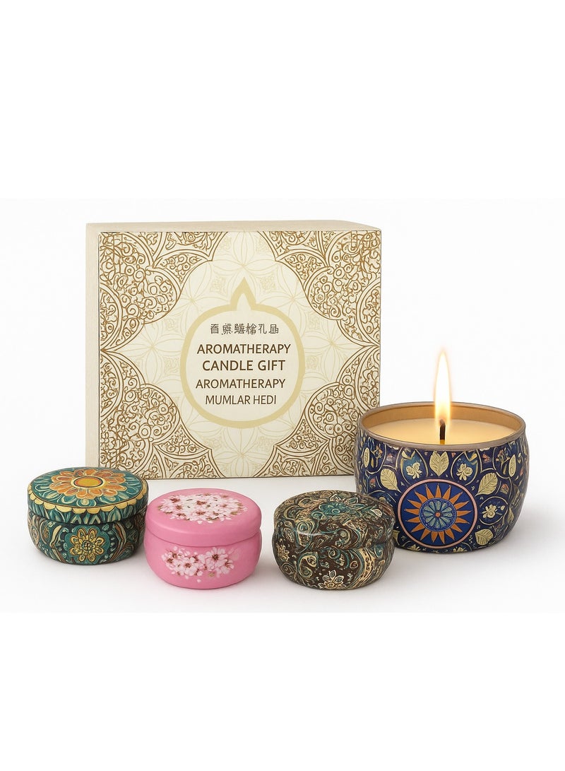 لوكاداه مجموعة هدايا شموع معطرة للنساء - عبوة من 4 شموع عطرية من شمع الصويا الطبيعي في مرطبانات، شموع سفر طويلة الأمد لتخفيف التوتر، والنوم، والاسترخاء، والمنتجعات الصحية، والحمام، واليوغا، وأعياد الميلاد، وهدايا العطلات - Image 1