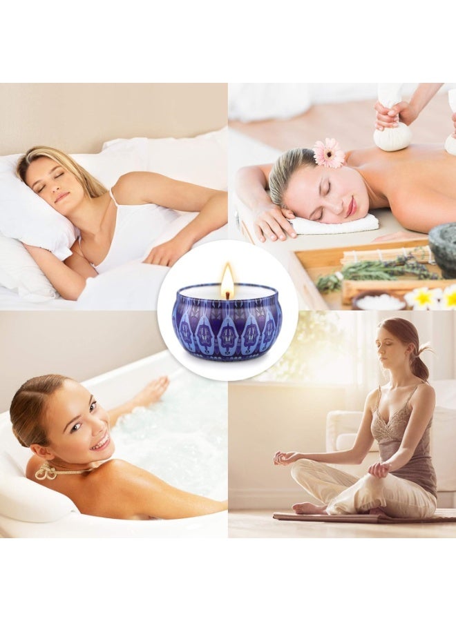 لوكاداه مجموعة هدايا شموع معطرة للنساء - عبوة من 4 شموع عطرية من شمع الصويا الطبيعي في مرطبانات، شموع سفر طويلة الأمد لتخفيف التوتر، والنوم، والاسترخاء، والمنتجعات الصحية، والحمام، واليوغا، وأعياد الميلاد، وهدايا العطلات - Image 2